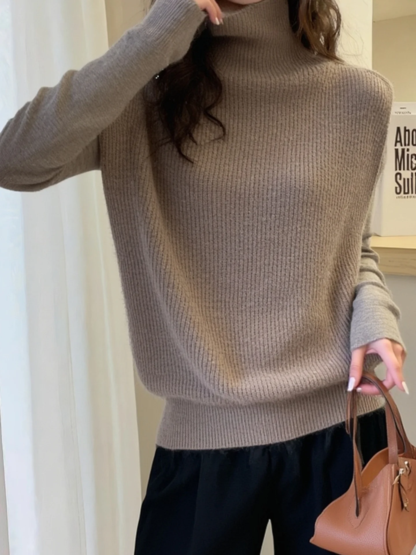 Trendy Design Svel High Collar Knitted Vest 2025 Winter Commute Versatile Loose Fit  Color Outerwear for Women