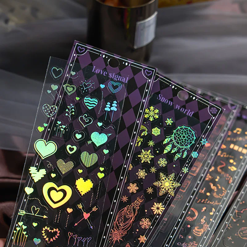 Holographic Sticker Magic Scrapbook Stickers Pack Vintage Aesthetic Stickers for Scrapbooking Waterproof Journaling Supplies