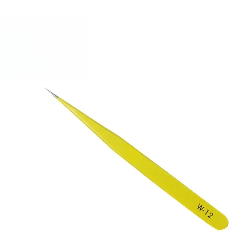 For Yellow Super Hard High Precision Forceps, Pointed, Curved Mouth, Flat Head Forceps