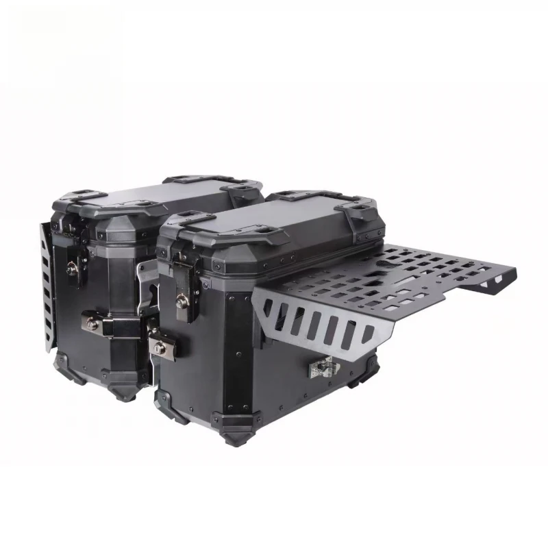 Wholesale Motorcycle Black Aluminum Alloy Waterproof Motorcycle Tail Box 38L Side Box +45L Top Box Universal Type