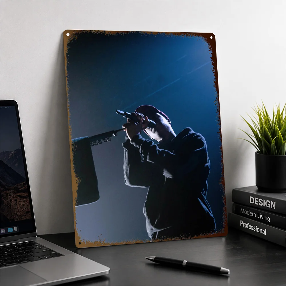 Daniel Caesar Blue Spotlight Performance Aluminum Poster Personalized Metal Sign Motown Icon Style Wall Art Audio Corner Decor