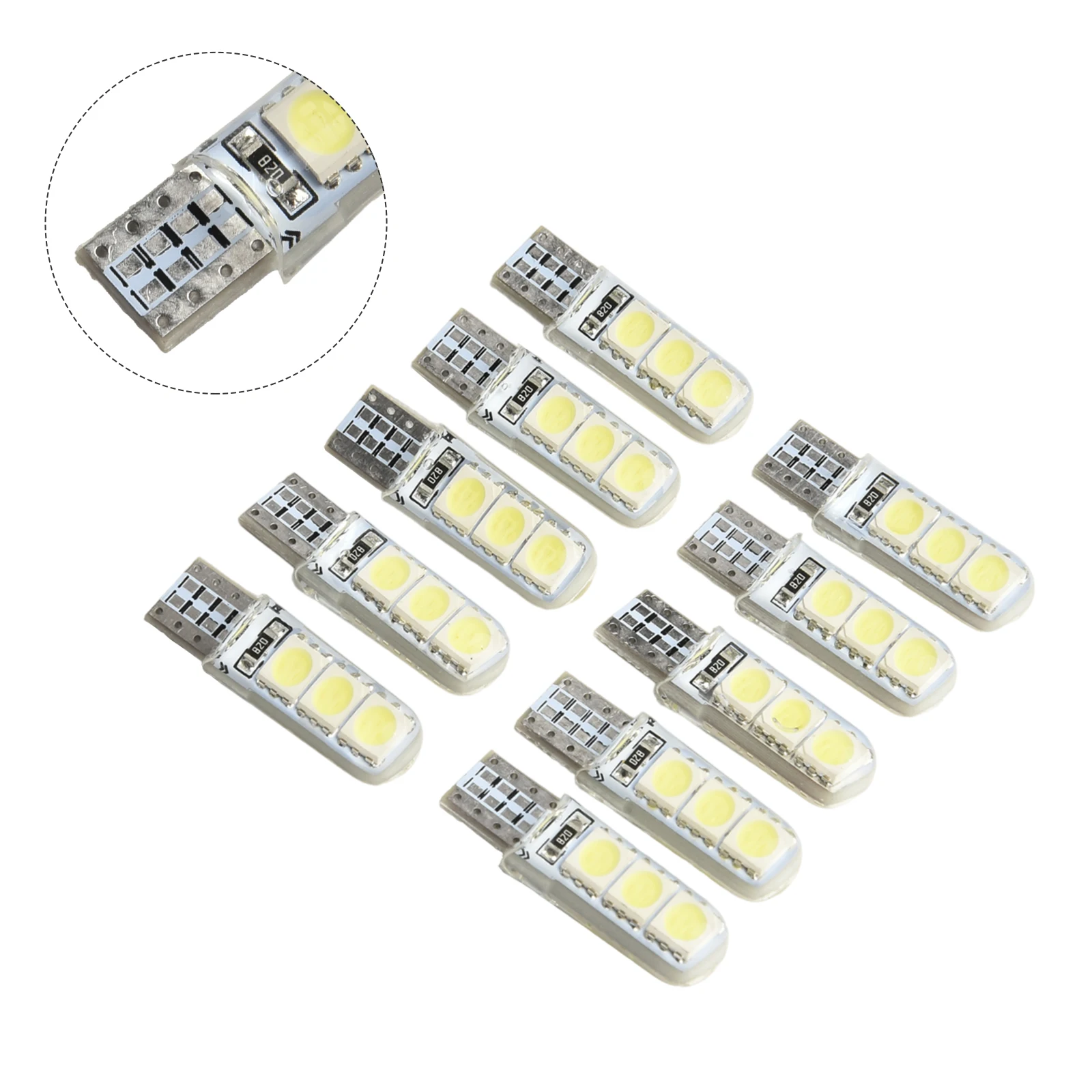 10PCS Silicone Shell Canbus LED White DC12V License Plate 194 W5W Car-5050-6SMD Energy-Saving Eco-Friendly Car Accessories