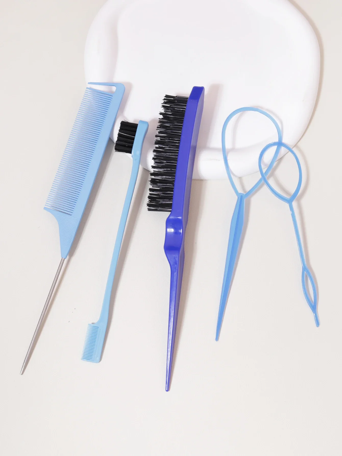 ヘアブラシと三つ編みセット、5個/セット、ティアコームブラシ、エッジブラシ、三つ編みツール、ヘアブレードツール、女性と男性に最適