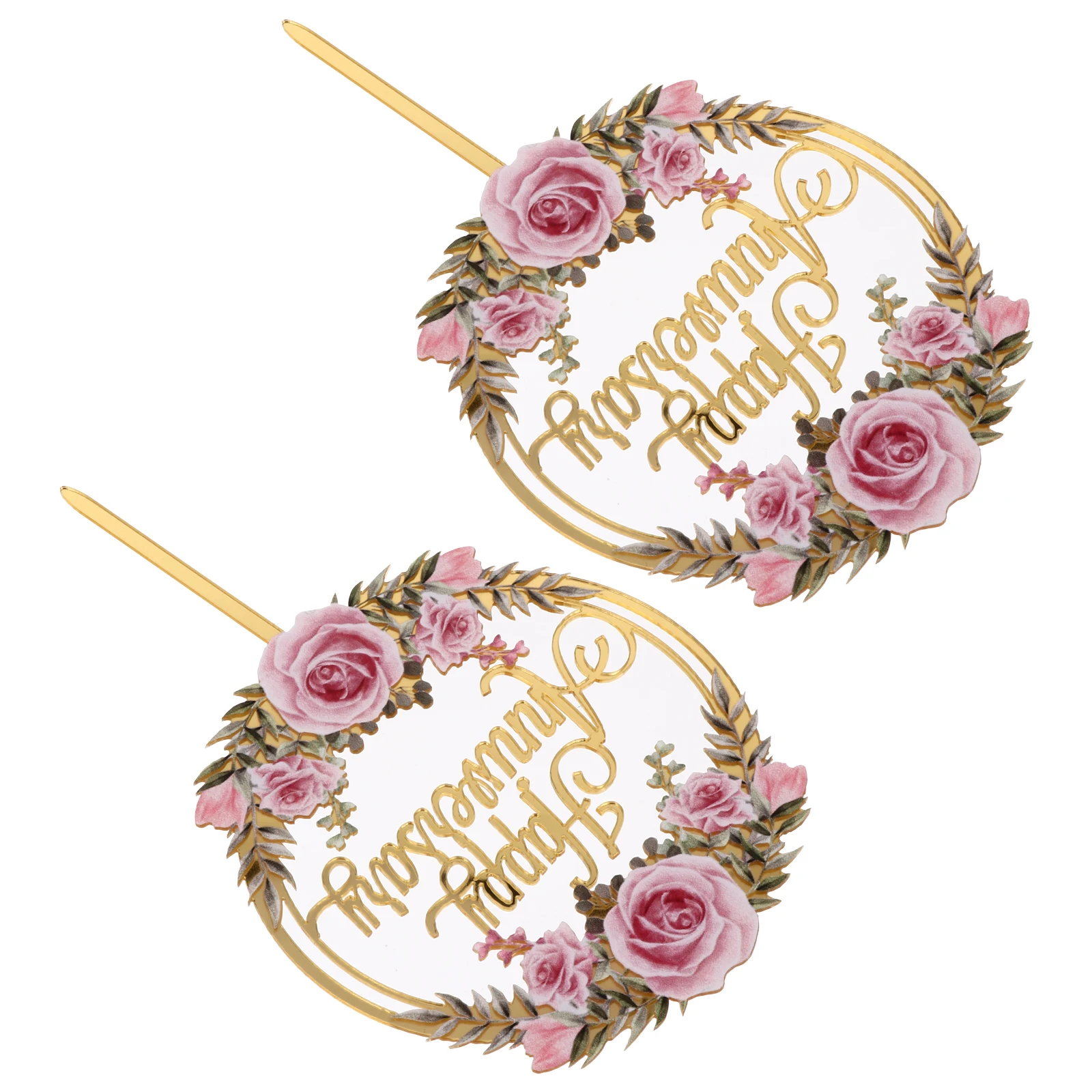 

2Pcs Acrylic Cake Picks Wedding Anniversary Decor Birthday Fruit Picks Cupcake Toppers Party Food Decorations Dessert