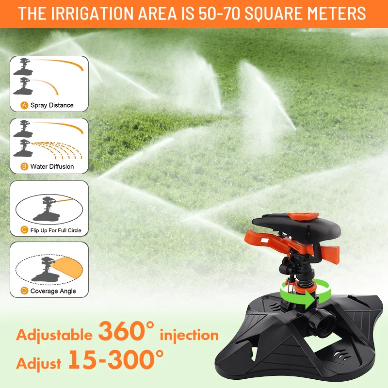 Upgraded 360° Automatic Rotating Garden Irrigation Water Sprinklers Large Area Coverage Adjustable Angle Lawn Yard Irrigation