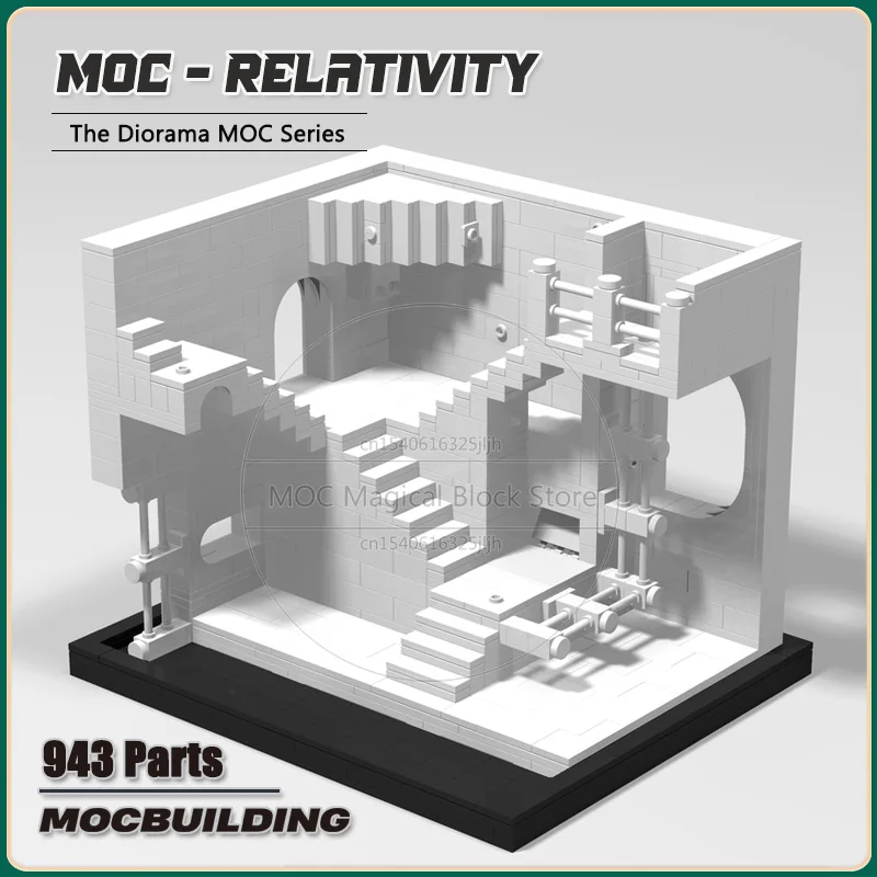 

Movie MOC Relativity Diorama Building Blocks Architecture Display Castle Technology Bricks DIY Assembly Model Toys Xmas Gifts