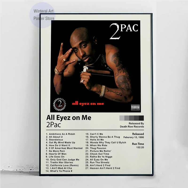 Tupac Posters All Eyez On Me Music Album Cover Star Gift Wall Art Picture Canvas Painting Poster Prints Living Room Home Decor