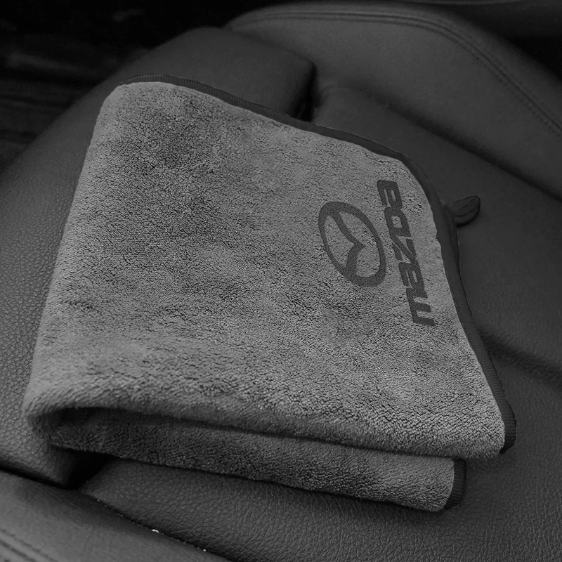 1/2 pçs para mazda mx3 mx5 cx5 626 m3 mp bm cx7 cx30 cx4 acessórios toalha de lavagem de carro algodão logotipo emblema pano de limpeza macia