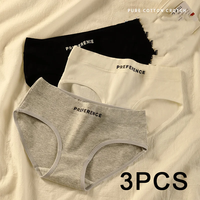 3PCS Women Cotton Panties Comfortable Underwear Solid Mid Waist Briefs Female Underpants Elasticity Breathable Sports Lingerie