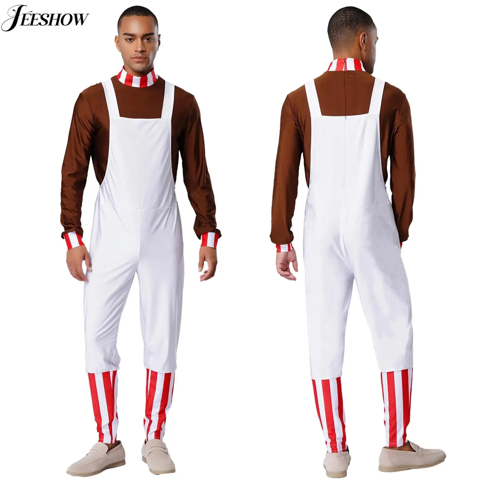 

Mens Factory Worker Costume Storybook Movie Characters Role Play Fancy Dress Color Block Long Sleeve Jumpsuit Cosplay Outfits