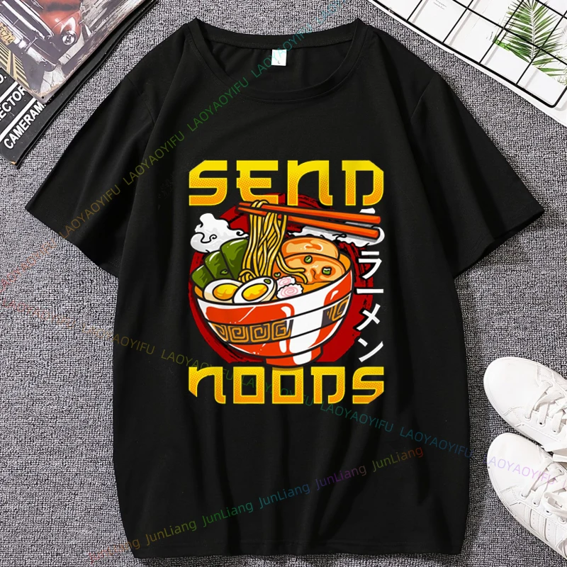 

Send Noods Ramen Bowl T-Shirt Summer T-shirts for Men Men's Clothing Oversized Short Sleeve Streetwear Y2k Clothes Tshirt Tee