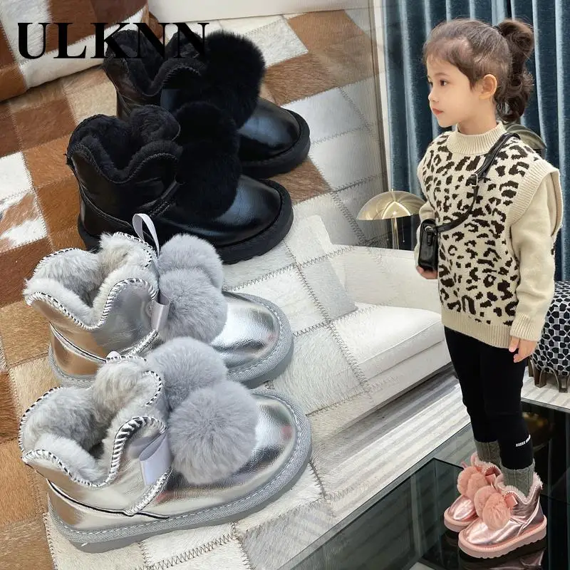 

Girls Snow Boots Children Cotton Shoes Plush Warm Boats For Studetns Thickening 2023 Winter Wear New Baby Pink Shoes Cute