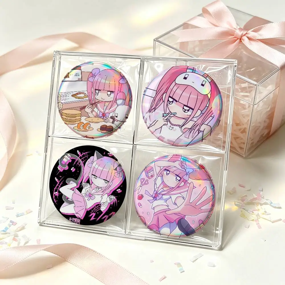 Kawaii Menhera Chan Cartoon  Badge Creative Round Plastic Brooch Clothes Decorative Pins Jewelry Gifts for Friends