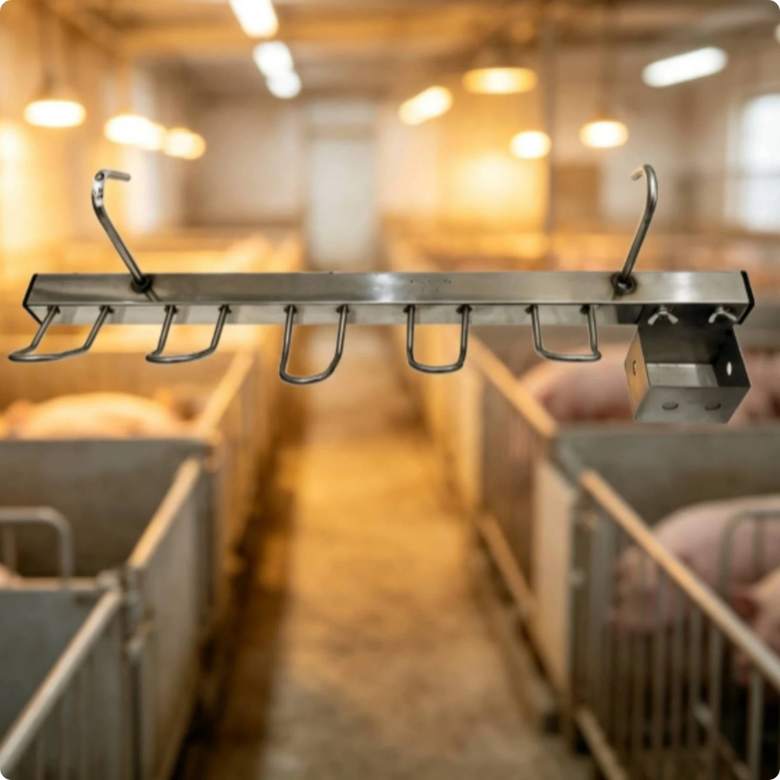 Metal Hanging Pig Frame Welded Pig Hanger with Hooks Slaughter Hook Frame Wall-Mounted for Butchers, Slaughterhouse
