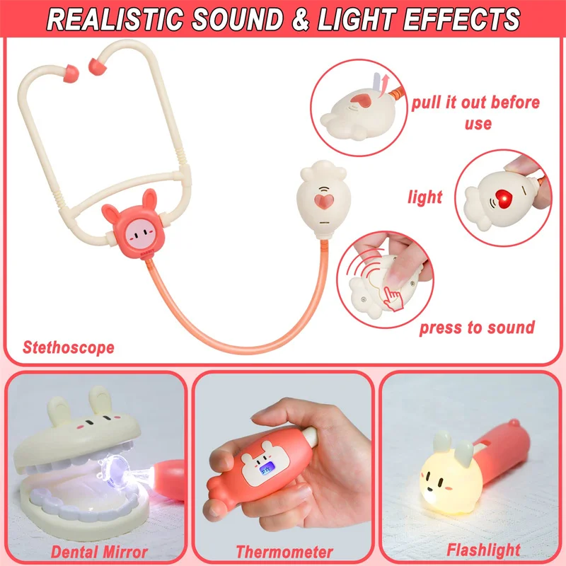 의사 장난감 놀이 여아 시뮬레이션 치과 키트 놀이 세트, 간호사 도구 상자, 교육용 장난감, 어린이 선물