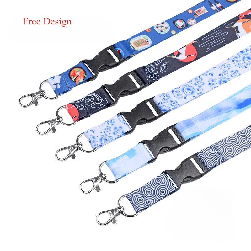 랜야드 맞춤형 패턴 및 로고 넥 행잉 로프, 다채로운 인쇄 DIY 스트랩, 100 개