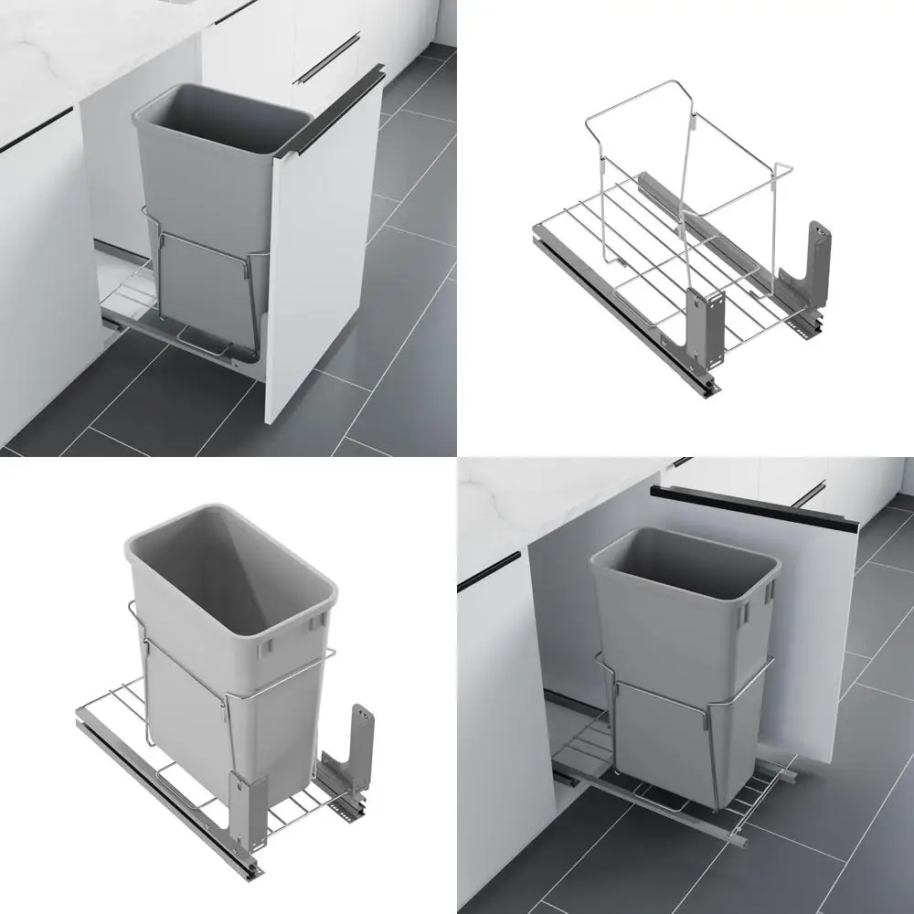 

Выдвижная корзина для мусора на алюминиевом основании с дверным креплением, пластиковая корзина емкостью 50Qt для хранения и организации кухни