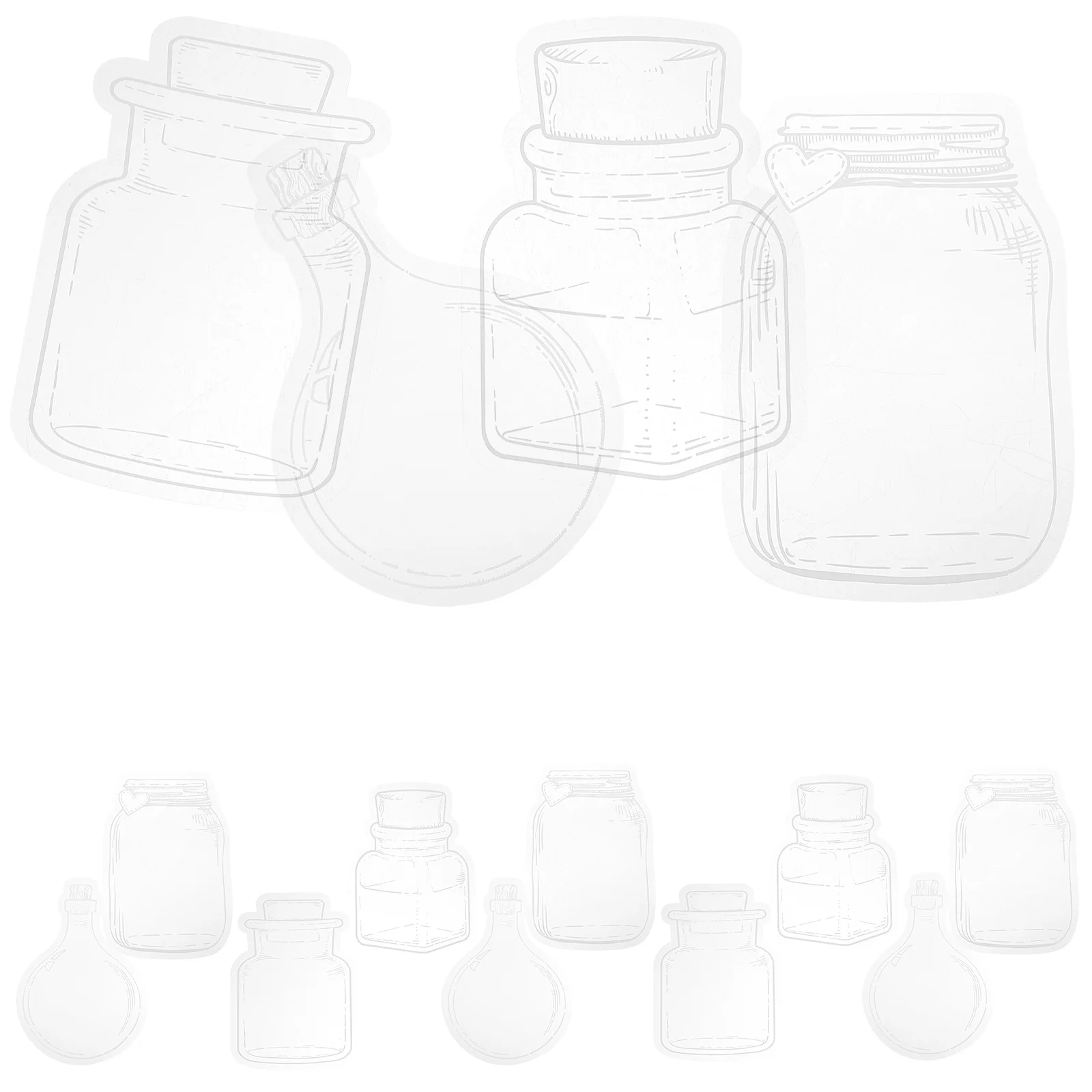 

20pcs Bookmark Stickers Embossed Clear Scrapbook Notebook Photo Album DIY Decorative Flower Carafe Jar Student