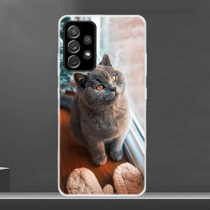 British Shorthair Cat Phone Case For Samsung Galaxy A15 A14 A13 A12 A55 A54 A53 A52 A35 A34 A33 A32 A25 A24 A23 A22 A04S A03S A0