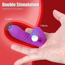 Vibradores Strapon Finger Sleeve para Mulheres, Estimulador do Clitóris, Lambe Vaginal, Plug Anal, Masturbador Feminino, Brinquedos Sexuais para Casais, Erótico