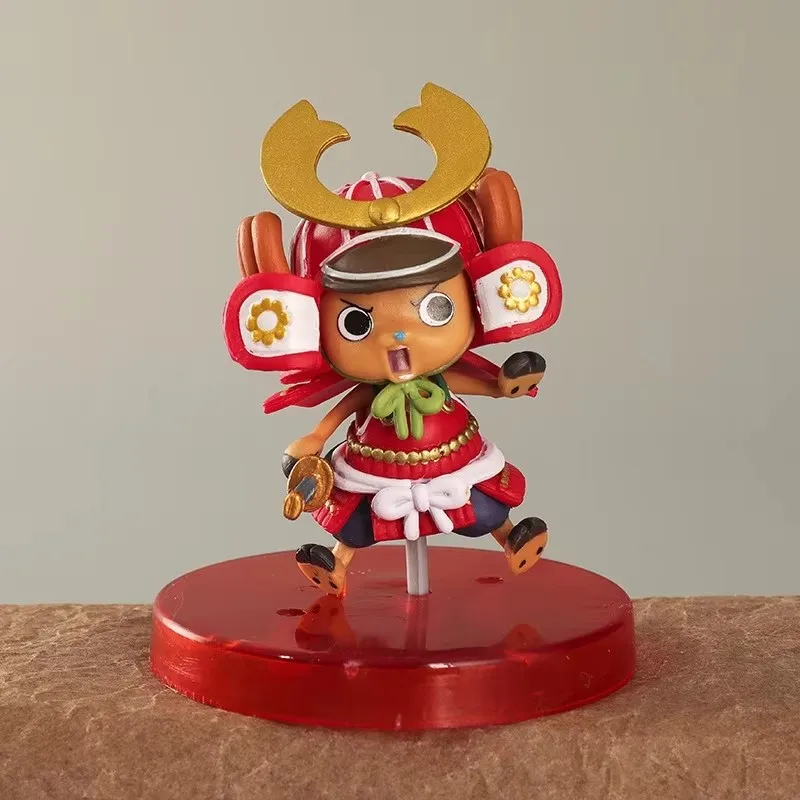 Figura de Anime de One Piece de 9cm, Luffy Chopper con atuendo de samurái, estatua, modelo de PVC, colección, figura de acción de escritorio, juguete, regalos para niños