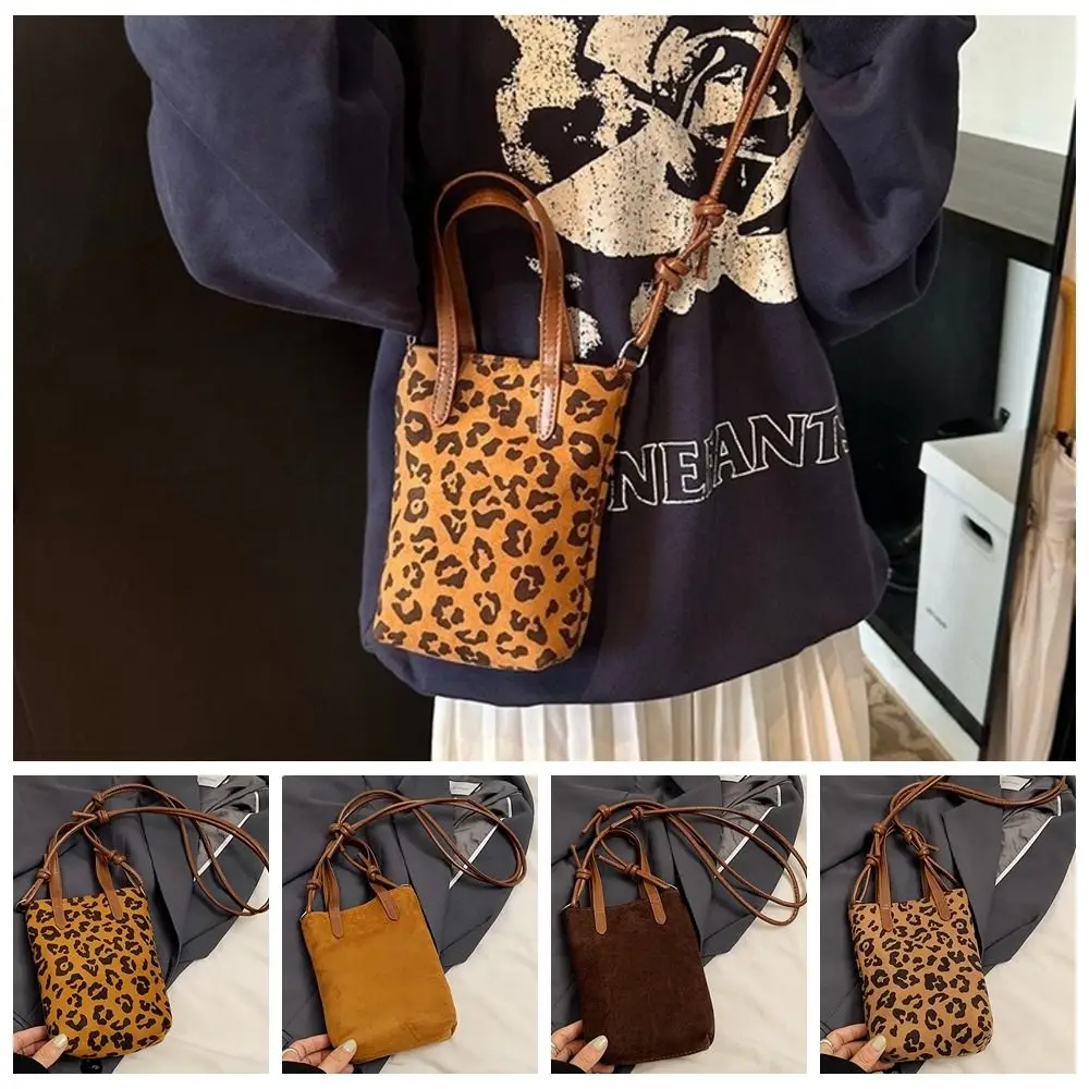 

Temperament PU Leopard Print Shoulder Bag Korean Style Solid Color Suede Crossbody Bag Clutch Fashion Design Handbag Work