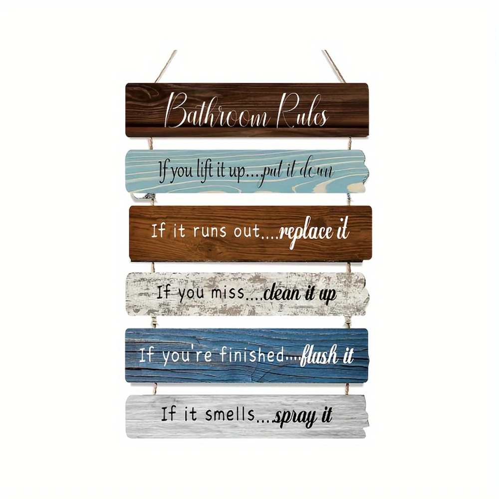 

1pc Bathroom Inspired Wall Art Decoration, Wooden Country Hanging Motivational Wall Art Decoration Sign, Inspired Positive Quote