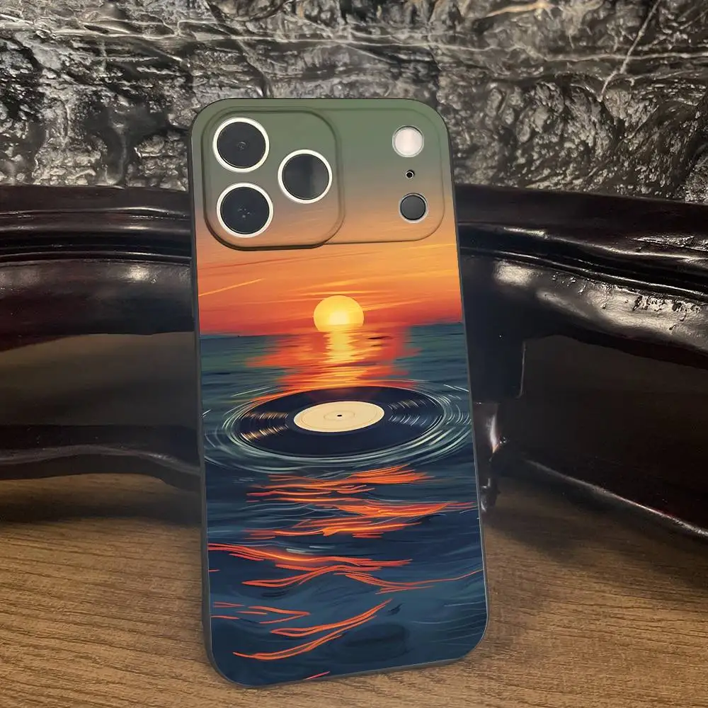 Vinyl Record DJ Art Phone Case For iPhone 17,16,15,14,13,12,11 Plus,Pro Max,XS,X,XR,SE,Mini,8,7,Soft Silicone Black Cover