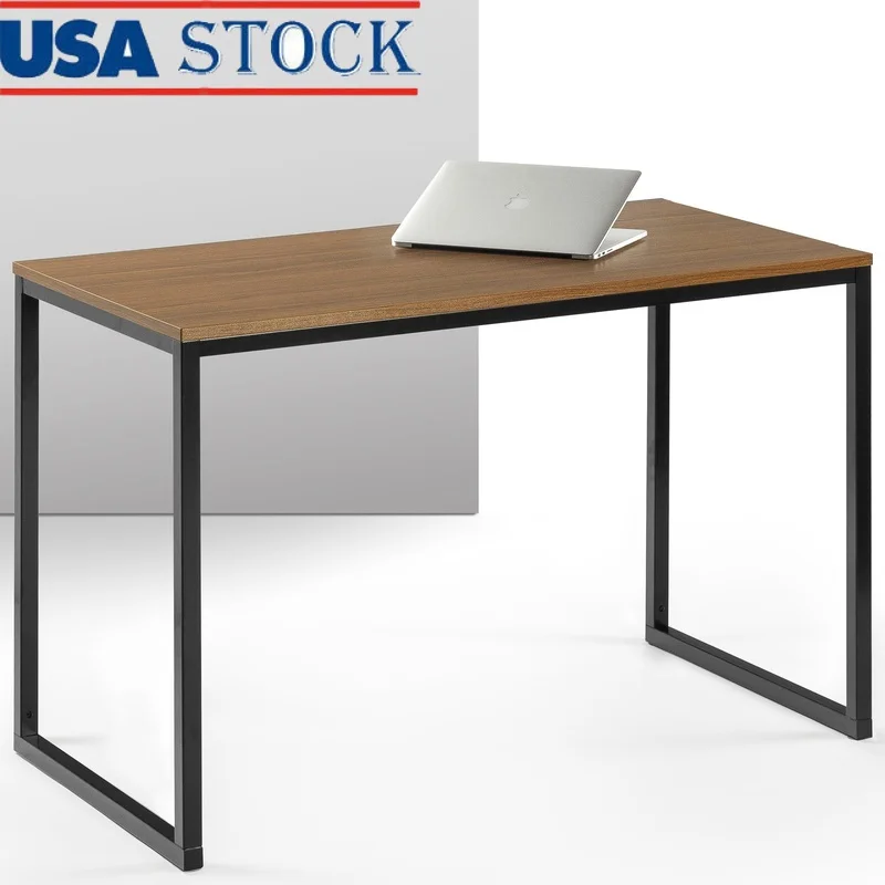 

Multifunctional Writing Desk with Black Metal Frame Sturdy Engineered Wood Top Modern Design Office Furniture Easy Assembly