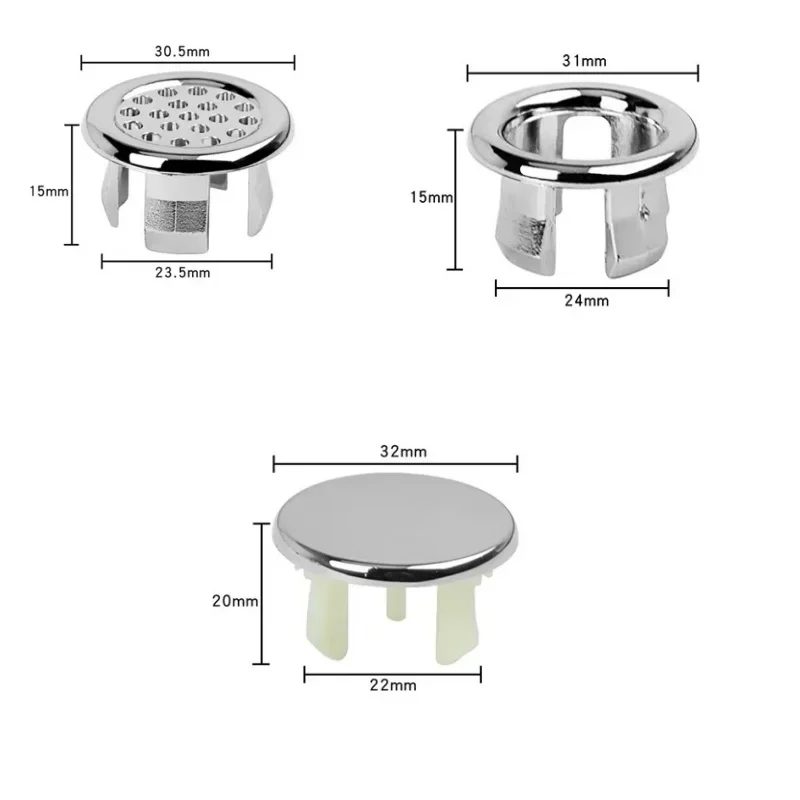 2026 NEW Kitchen Bathroom Basin Circular Overflow Drain Cover Decoration Bathtub Sink Hole Overflow Hollow Washbasin Overflow
