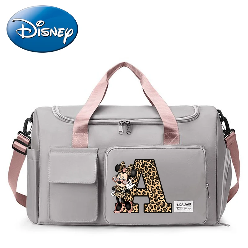 New Disney Minnie Mouse Travel Bag Cartoon Letter Printed Handbag Large Capacity Duffle Bags Portable Outdoor Travel Storage Bag