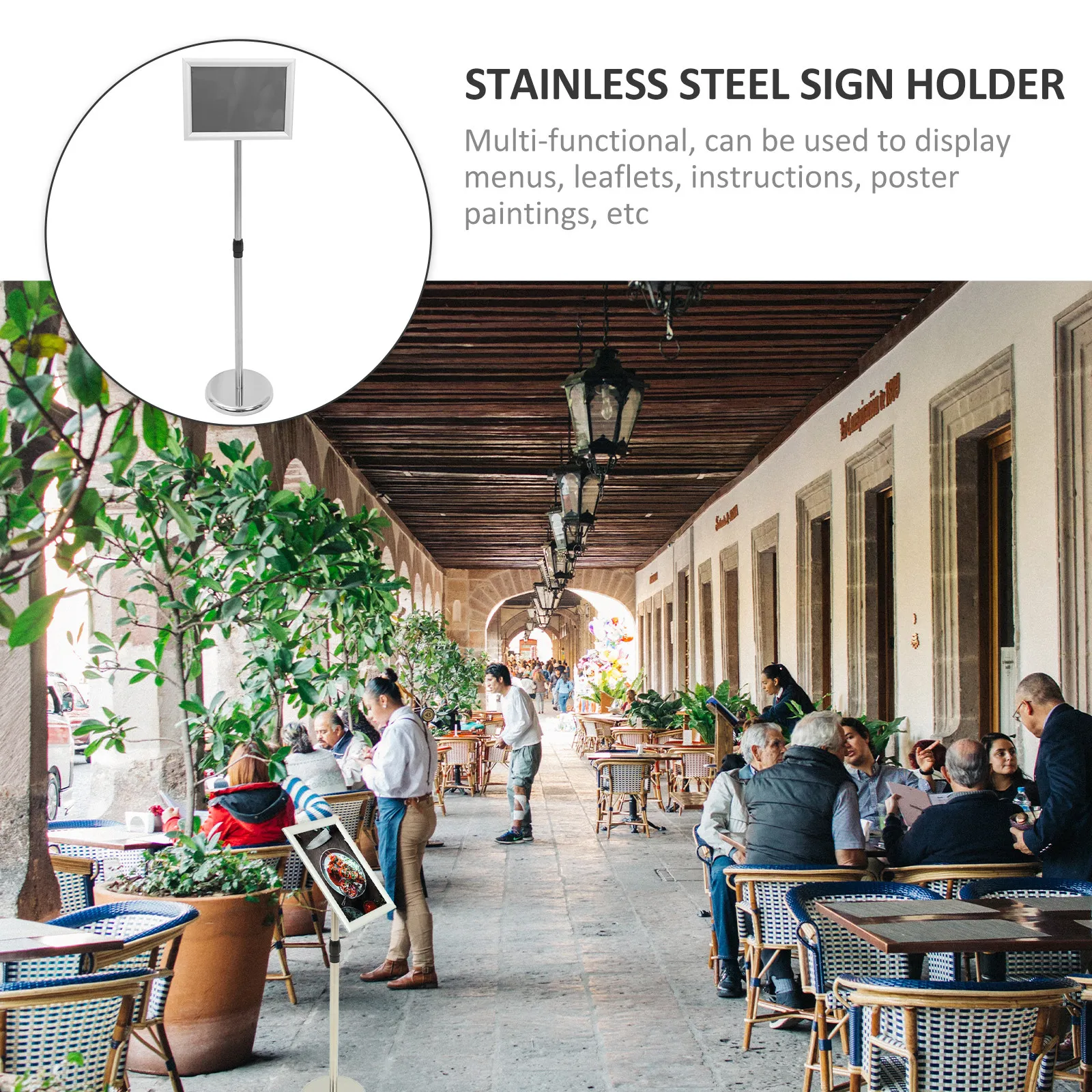 Sturdy Floor Standing Poster Stand Large Sign Holder For Retailer Outdoor Stanchion Display Stand Metal Pp Material Easy