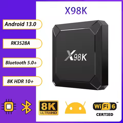 X98K Smart TV Box Android 13.0 Rockchip RK3528A Quad Core 100M LAN 8K 2.4G 5G Dual Wifi Bluetooth 5.X Media Player Set Top Box