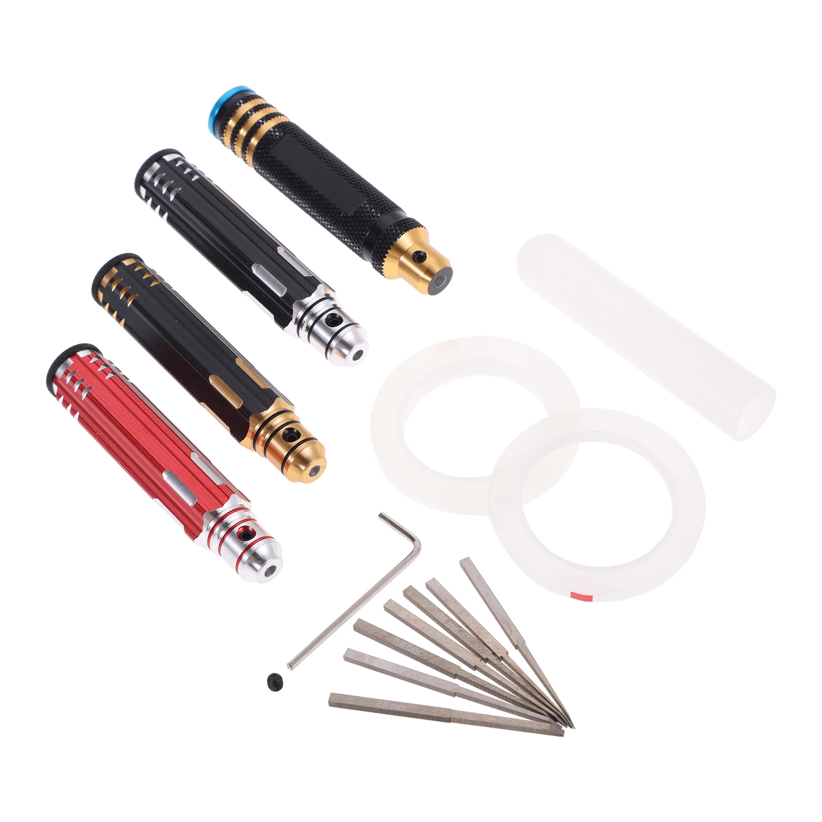 7 Blades 0.1/0.2/0.4/0.6/0.8/1.0/2.0mm Model Scriber Chisel Scribing Tool with Cap & 2 Scribing Tap 3mmx20m 6mm X 20m and Wrench