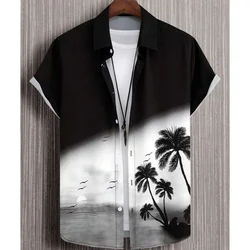 Camicia da uomo hawaiana stampa sfumata 3d camicie e camicette oversize larghe abbigliamento da uomo di alta qualità felpe da festa in spiaggia