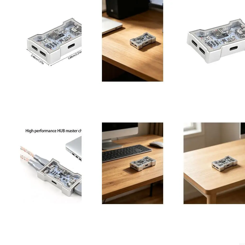 

USB C Hubs With Aluminum Frame And Glass Cover 4 Port Fast Speed 896C