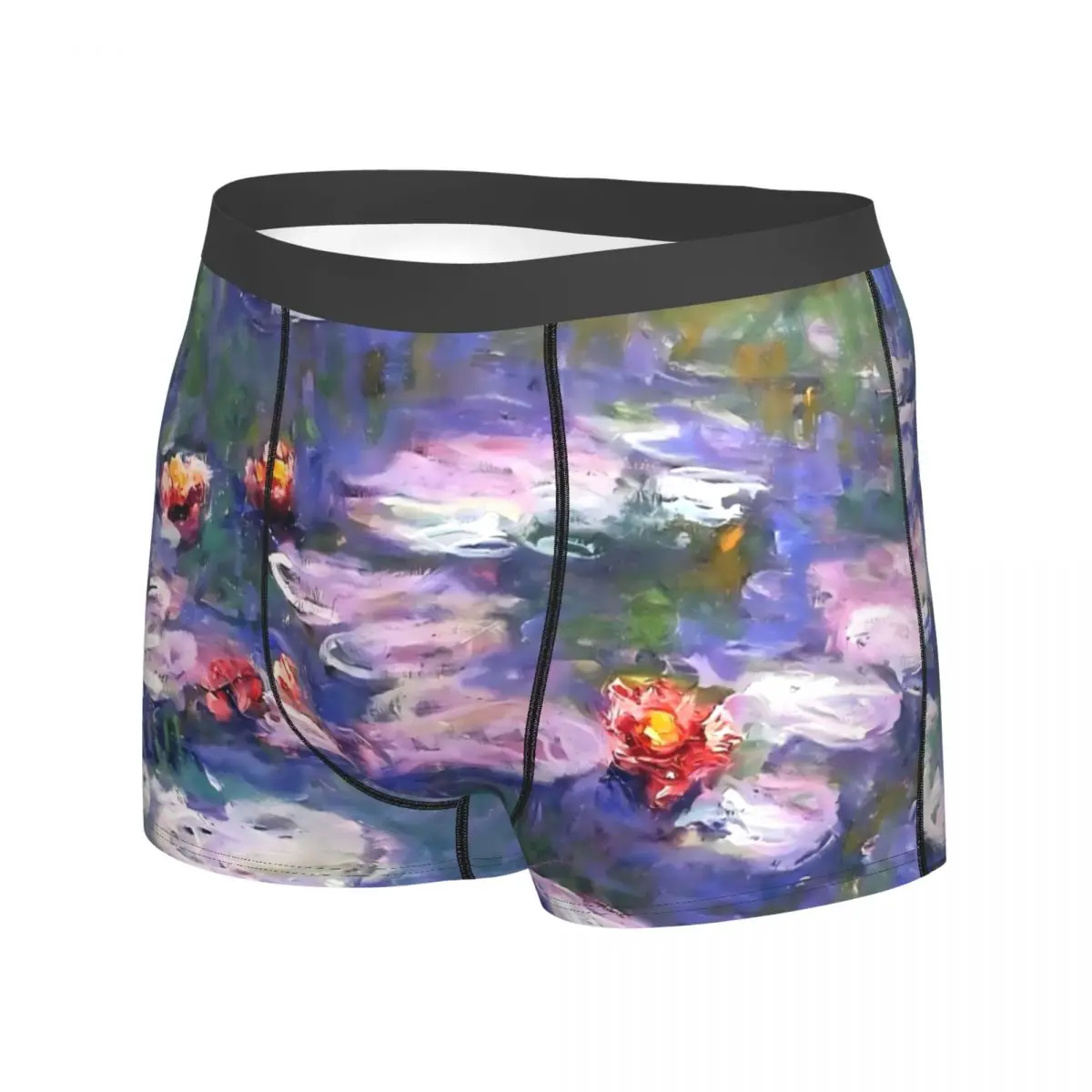 Water Lily Underwear Claude Monet 1916 3D Pouch Trenky Boxer Shorts Printed Shorts Briefs Elastic Men Underpants Plus Size