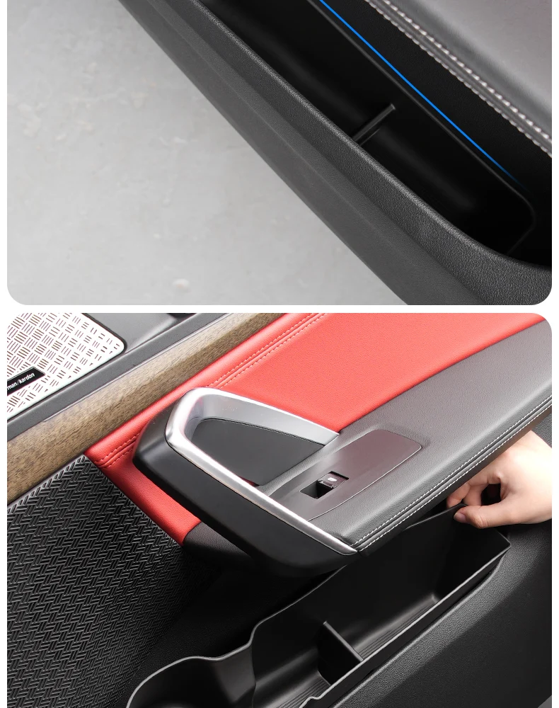 Für BMW X1 U11 2023 2024 Auto Tür Lagerung Box TPE Vorne Hinten Tür Slot Organizer Fach Armlehne Center konsole Box Auto Zubehör – Detail 11