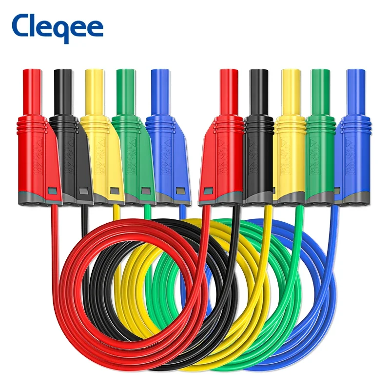 Cleqee P1050-1 Multimeter-Silikon-Messleitungen, isoliert, weich, 100 cm Draht, hochwertiger Dual-4-mm-Bananenstecker, stapelbarer Typ