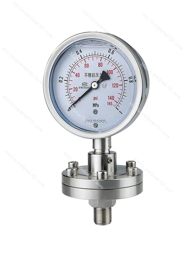 Stainless Steel Shock Proof Diaphragm Pressure Gauge YTP100BF/ML Threaded Connection Corrosion Resistant Tantalum