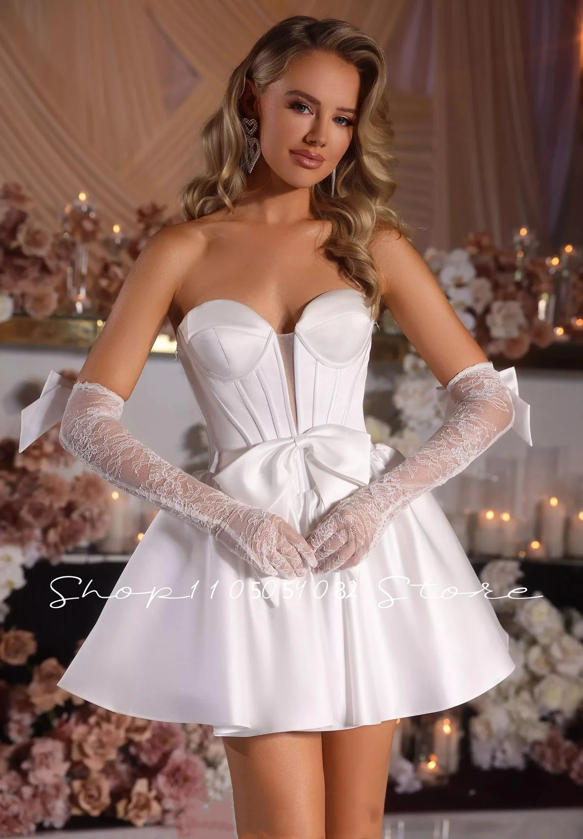 Classic Small White Dress Wedding Dress for Women Sweetheart Mini Beach Wedding A-line Bridal Gown Customized vestido noiva
