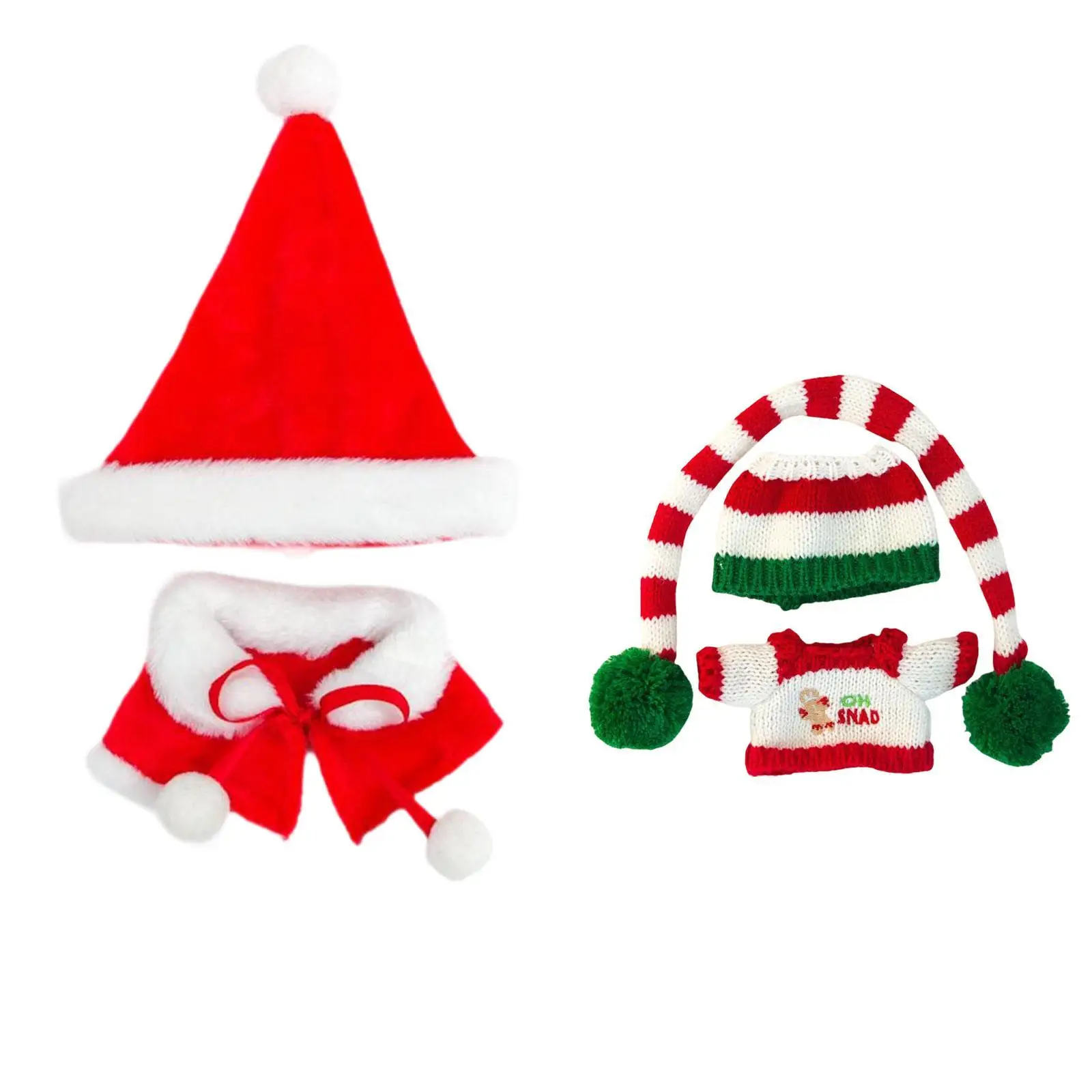 Pluche poppenkleertjes voor 15 cm-17 cm pop, schattig, zacht, kerstcadeau, pluche popaccessoires stijlvolle pop-outfit kerstkostuum