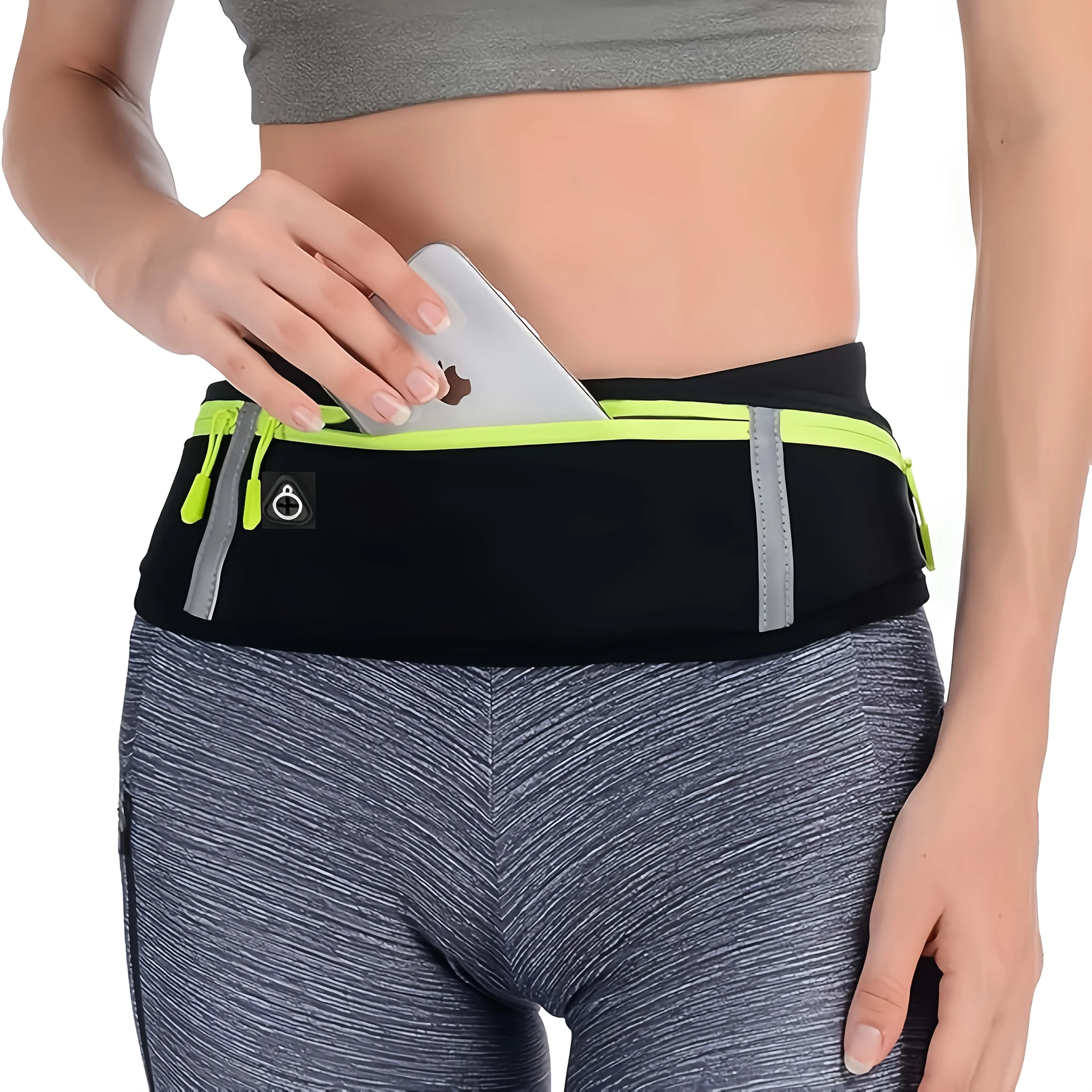 Outdoor Running Waist Bag for Mobile Phone Light and Thin Fitness Cycling Water Bottle Waist Bag with Three Waterproof Pockets