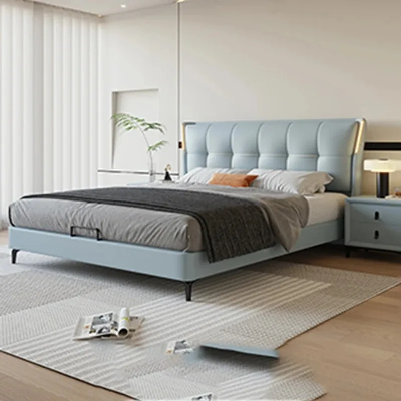 Modern Luxury Comforter Bed Frames Adult Platform Twin Bedroom Double Bed Full Size Headboards Lit 2 Personnes Furniture Home
