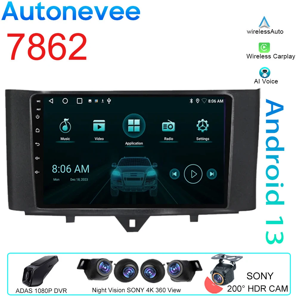 

For Mercedes Benz Smart Fortwo 2006 2007 2008 2009 2011-2015 Android Car Radio Multimedia Player Carplay Navigation GPS QLED DSP