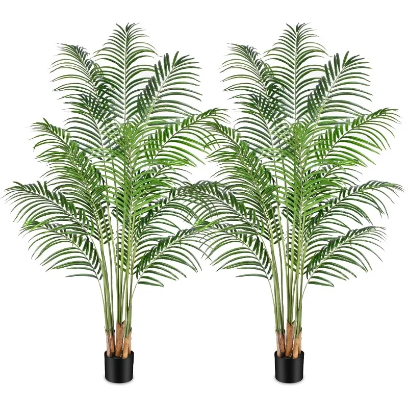 

Artificial Palm Tree 6ft Tall Fake Palm Tree Indoor Decor with 18 Trunks and Real Bark Design Faux Tropical