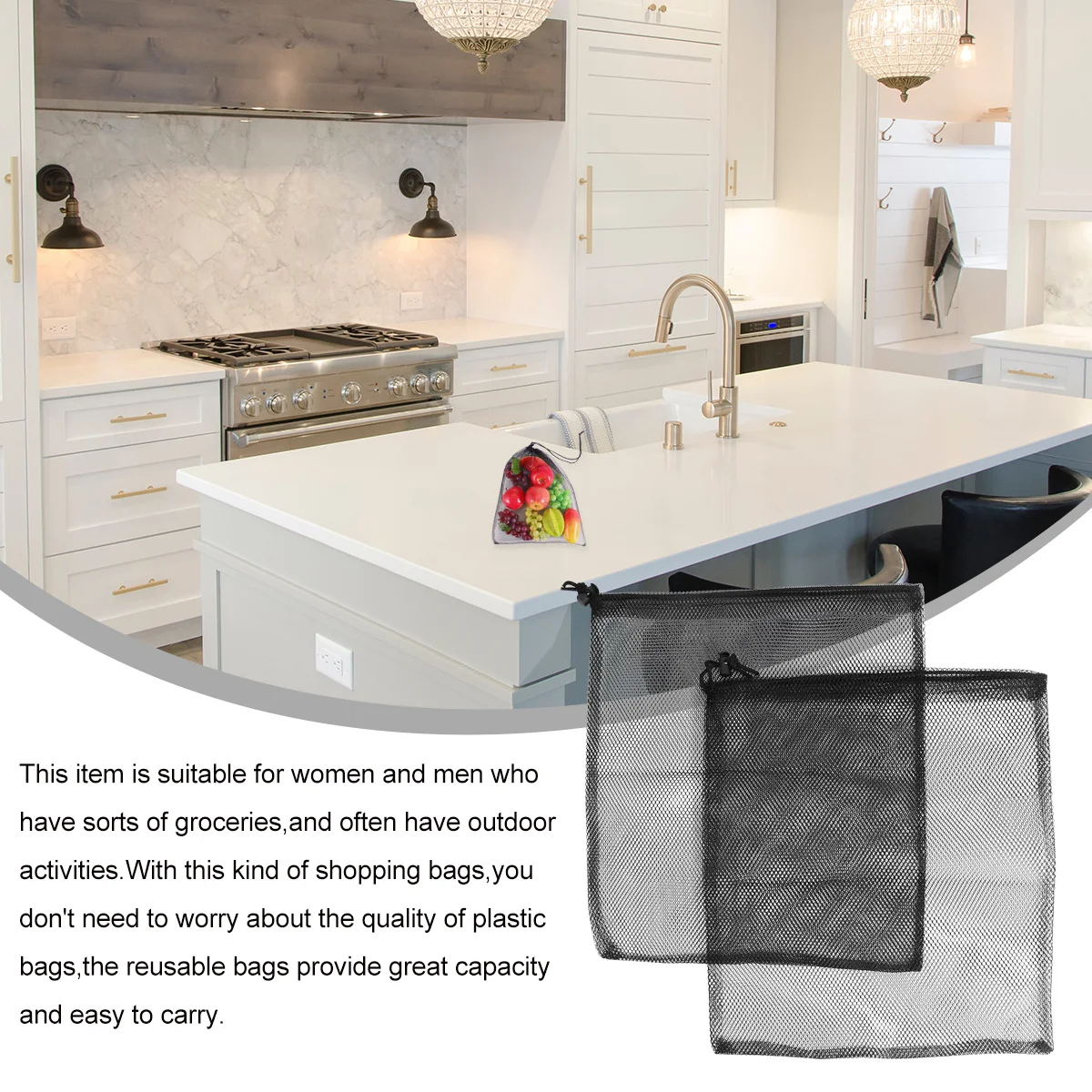 

6Pcs Mesh Cinch Bags Reusable Drawstring Storage Bag for Grocery Shopping Travel Portable String Pouch Storage Pouch