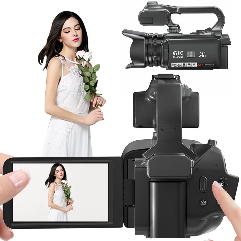 6K Camera Recorder 18x Digital Zoom 4inch Touch Screen Ultra HD WIFI Portable Recording Camcorder Night Vision Vlogging Camera