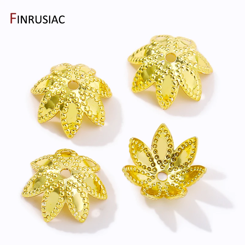 14K/18K Gold Plated Brass Bead Caps Hollow Flower Bead End Caps For DIY Beading Jewelry Making Supplies Findings Wholesale