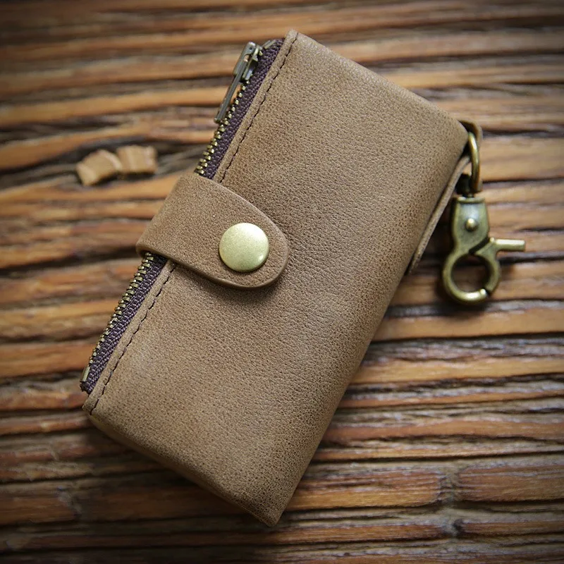 

Zency Retro Genuine Leather Unisex Car Key Holder Small Cowhide Key Case Bag Housekeeper Keys Coin Organizer Purse With Key Ring